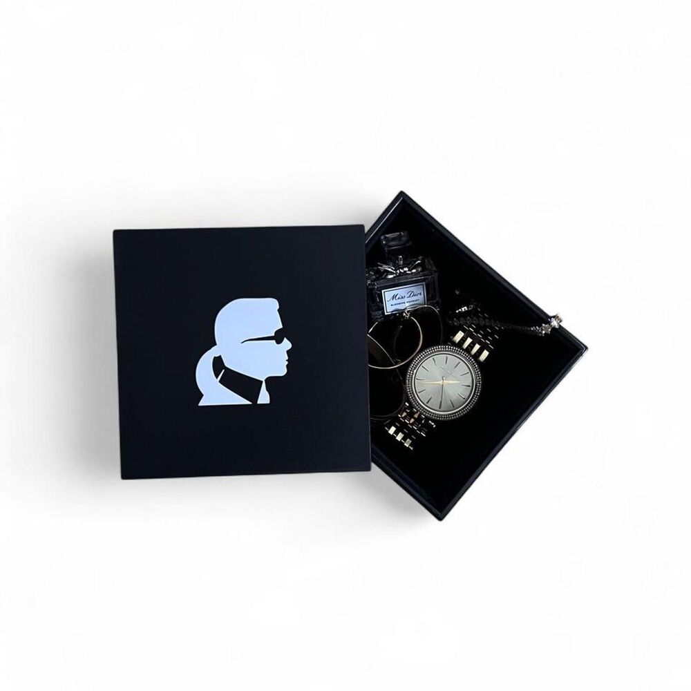 Karl Lagerfeld Black Designer Storage Box Keepsake Decor